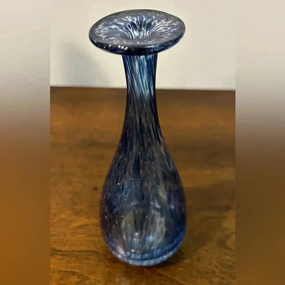 Jan Stievens Glashytta Sweden Small Blue Hand Blown Vase Rare Pristine Condition - Picture 4 of 6